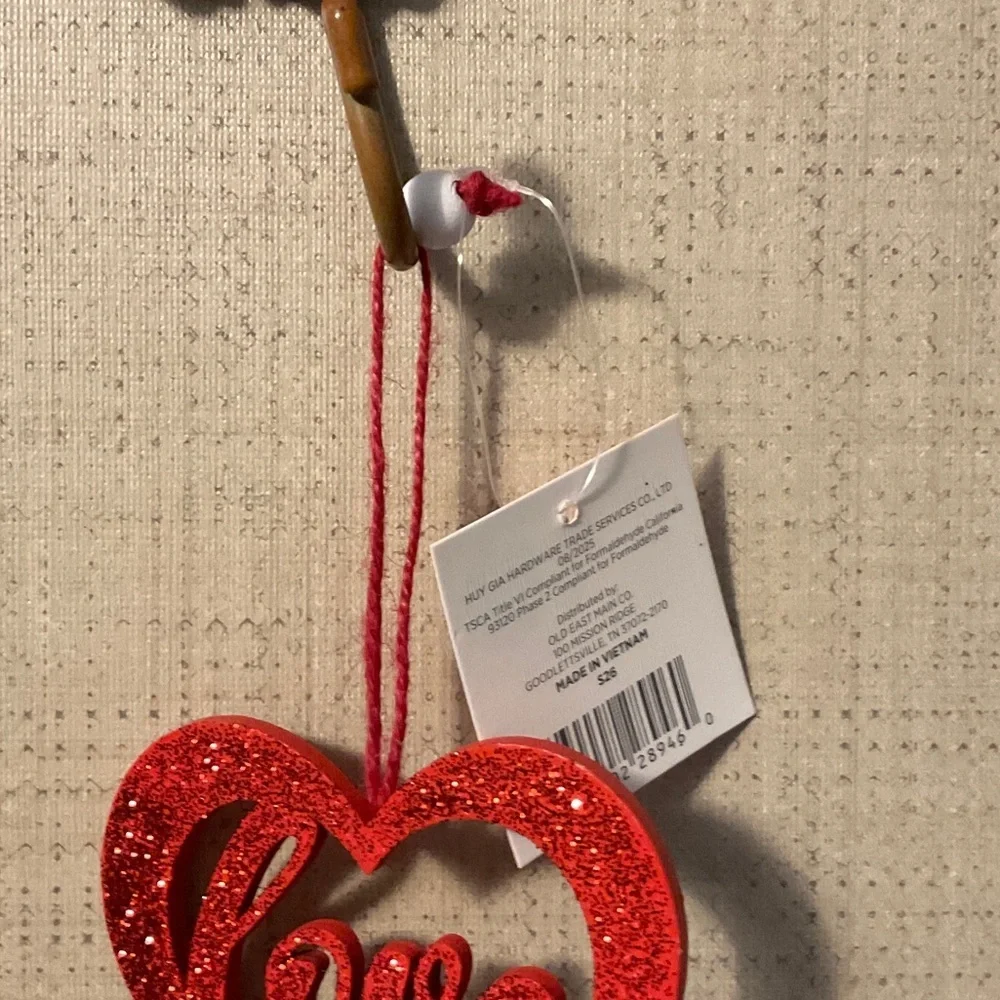 Glittery Red Heart Ornament with Tassel